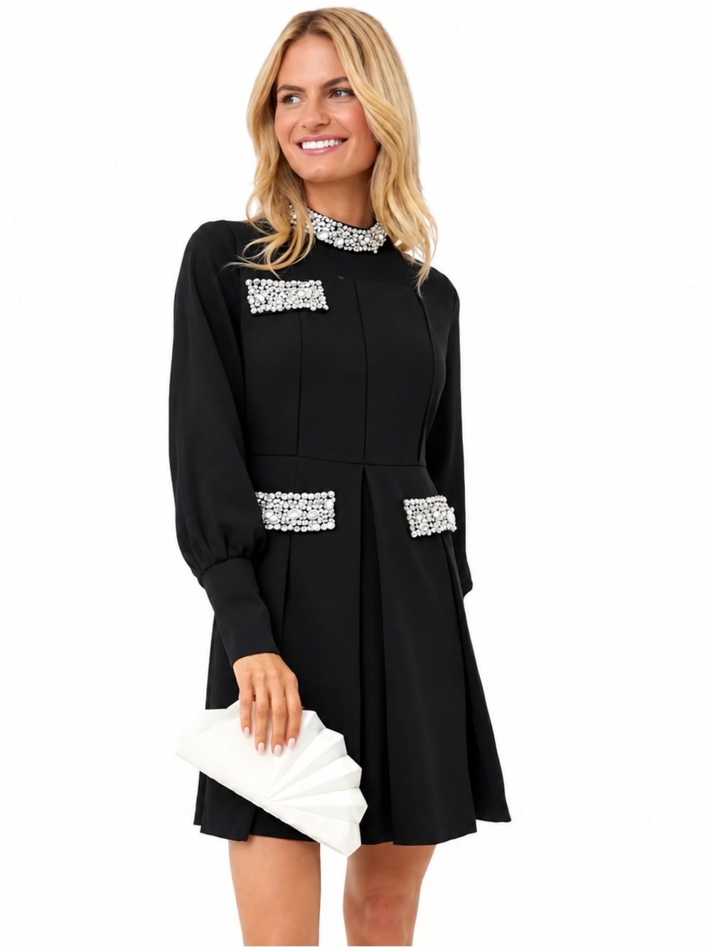 NWT Tuckernuck Embellished Hoyt Black Rhinestone Mini Dress L